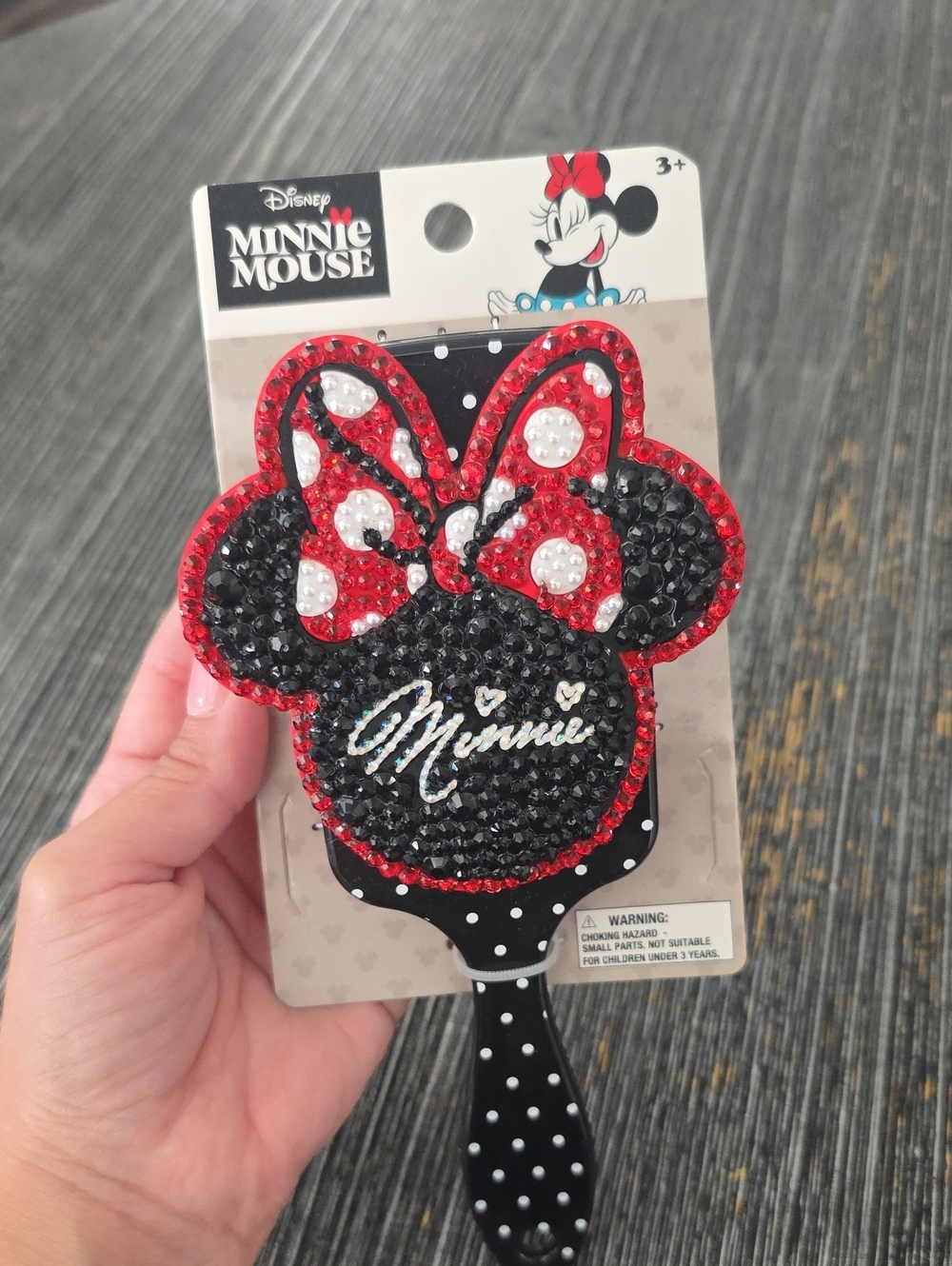 Disney Minnie Mouse Black & Red Jeweled Hairbrush with Bow Accent